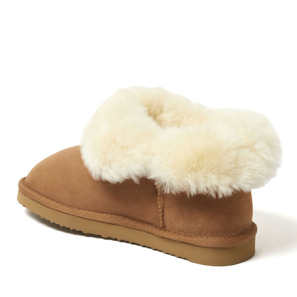 Dearfoams Women's Fireside By Dearfoams Perth Genuine Shearling Foldover Boot Slipper