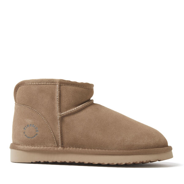Dearfoams Women's Fireside By Dearfoams Riverland Genuine Shearling Micro Bootie