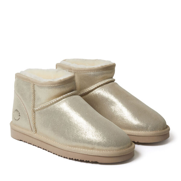 Dearfoams Women's Fireside By Dearfoams Riverland Genuine Shearling Micro Bootie