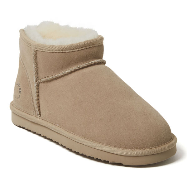 dearfoams Women's Fireside by Dearfoams Riverland Genuine Shearling Micro Bootie