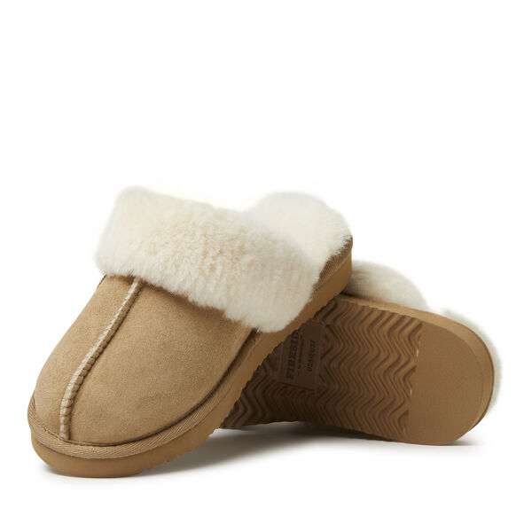 Dearfoams Women's Fireside By Dearfoams Sydney Water Resistant Genuine Shearling Scuff Slipper