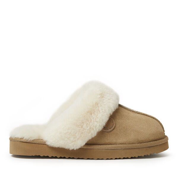 Dearfoams Women's Fireside By Dearfoams Sydney Water Resistant Genuine Shearling Scuff Slipper