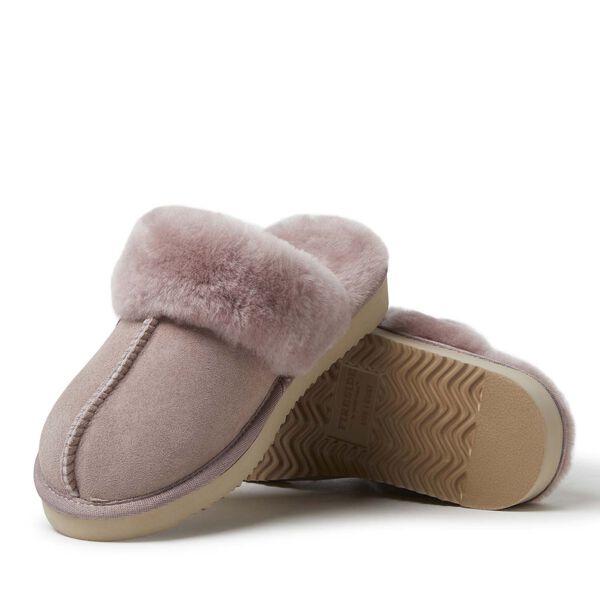 Dearfoams Women's Fireside By Dearfoams Sydney Water Resistant Genuine Shearling Scuff Slipper