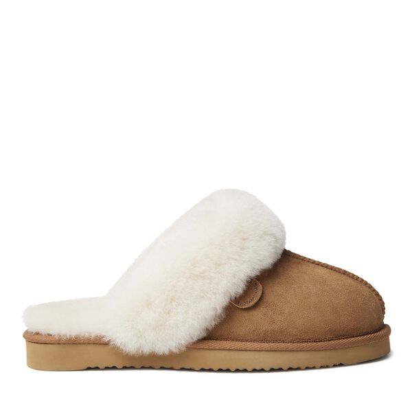Dearfoams Women's Fireside By Dearfoams Sydney Water Resistant Genuine Shearling Scuff Slipper