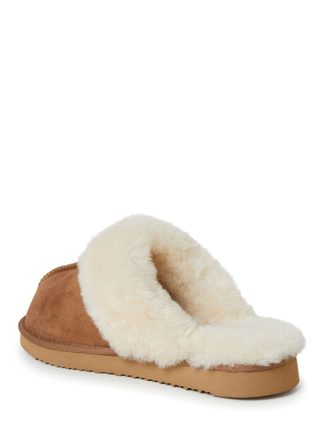 Dearfoams Women's Fireside By Dearfoams Sydney Water Resistant Genuine Shearling Scuff Slipper