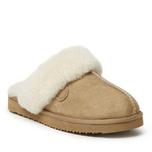 dearfoams Women's Fireside by Dearfoams Sydney Water Resistant Genuine Shearling Scuff Slipper