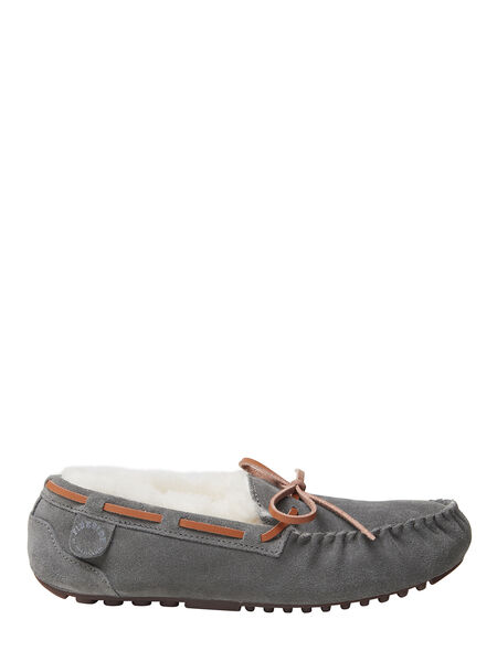 Dearfoams Women's Fireside By Dearfoams Victoria Genuine Shearling Lace Moccasin Slipper
