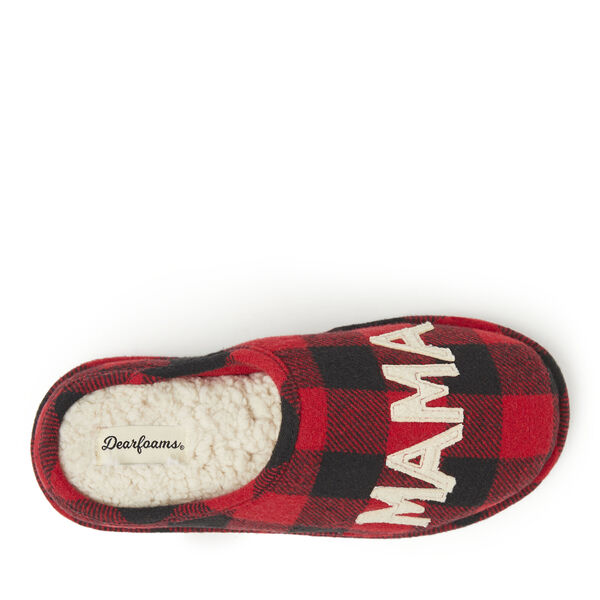 Dearfoams Women's Mama Bear Buffalo Check Clog Slipper