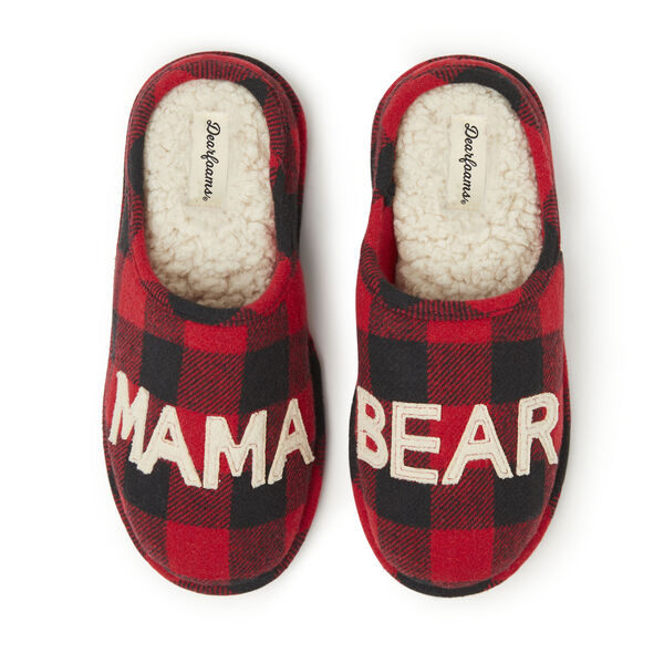 dearfoams Women's Mama Bear Buffalo Check Clog Slipper