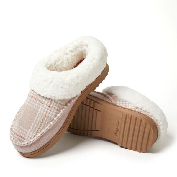 Dearfoams Women's Nyla Felted And Plaid Moc Toe Clog