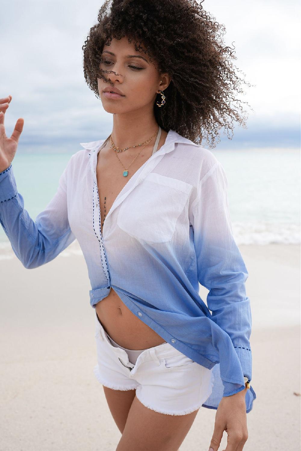 debbie katz Audrey Ombré Shirt White