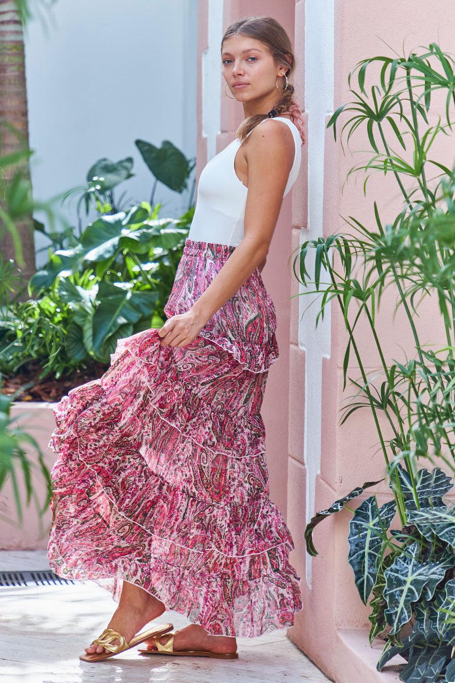 Debbie Katz Blake Chiffon Skirt Pink