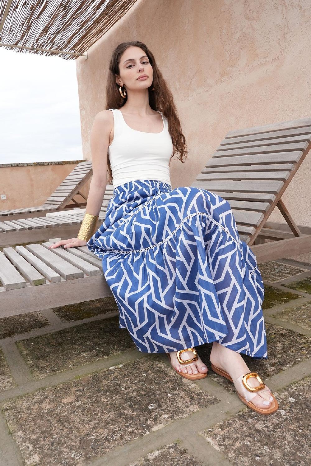 Debbie Katz Boheme Maxi Skirt Blue