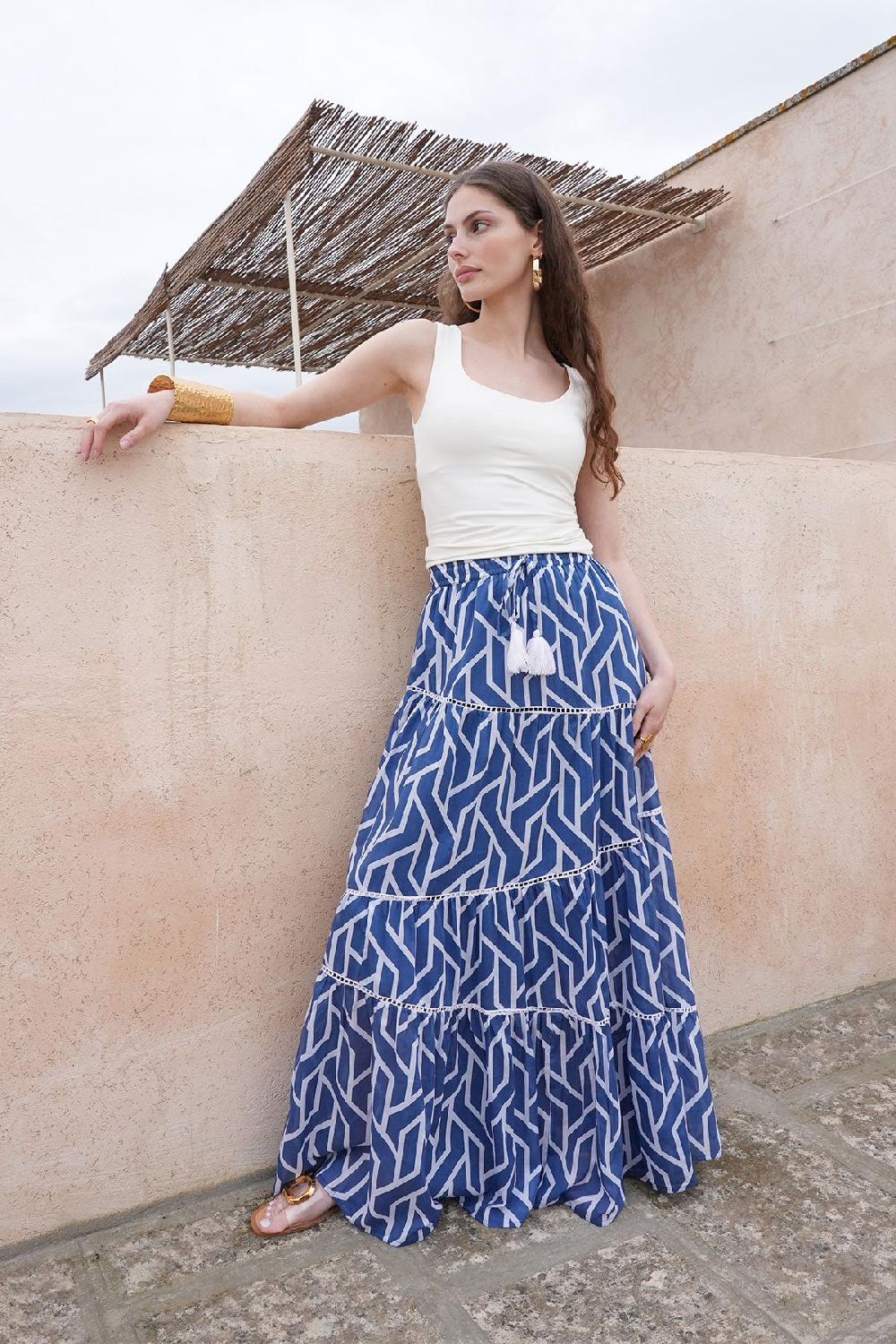debbie katz Boheme Maxi Skirt Blue