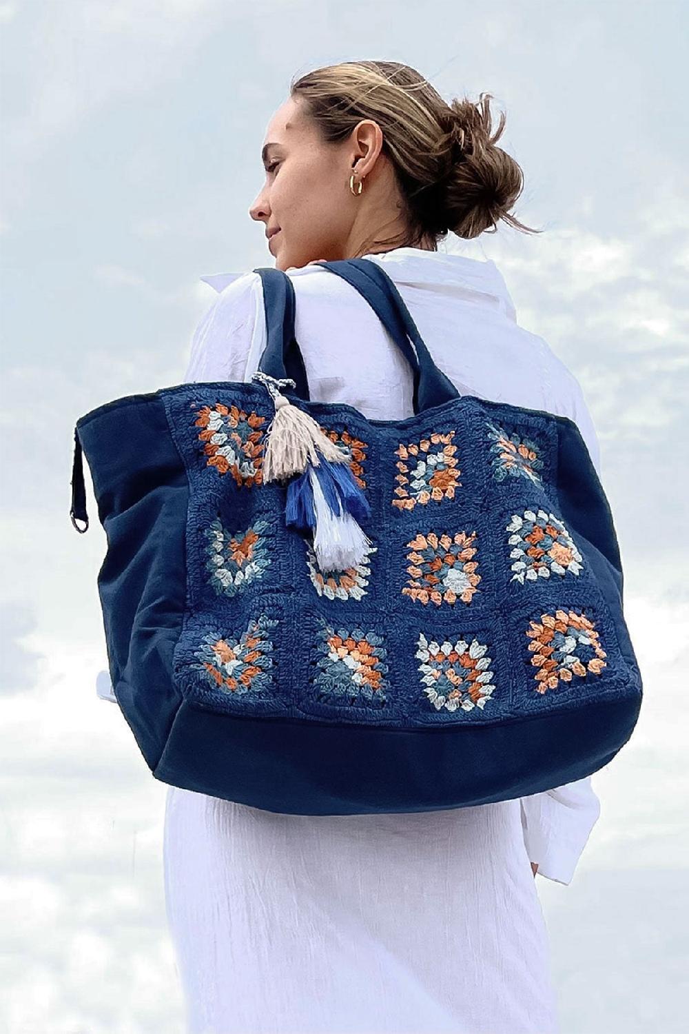 debbie katz Crochet Bag Navy