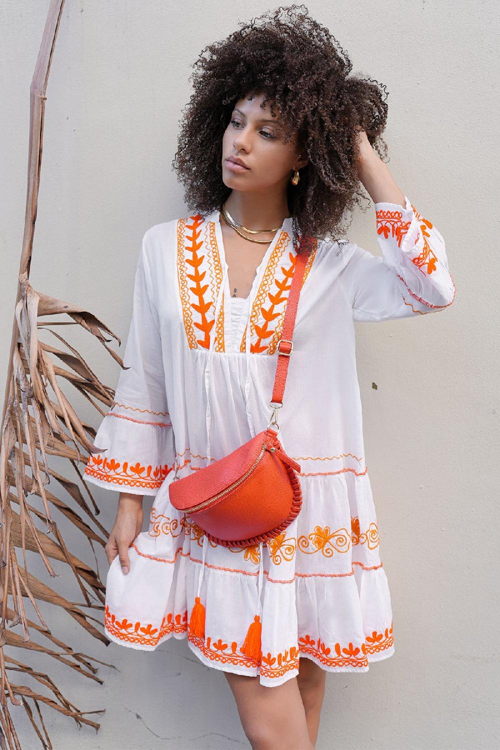 debbie katz Kady Mini Dress White/Orange