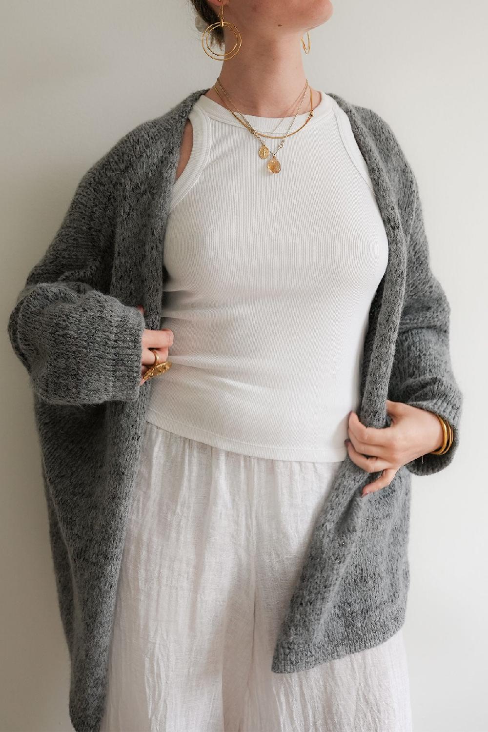 Debbie Katz Kyla Cardigan Grey Lurex