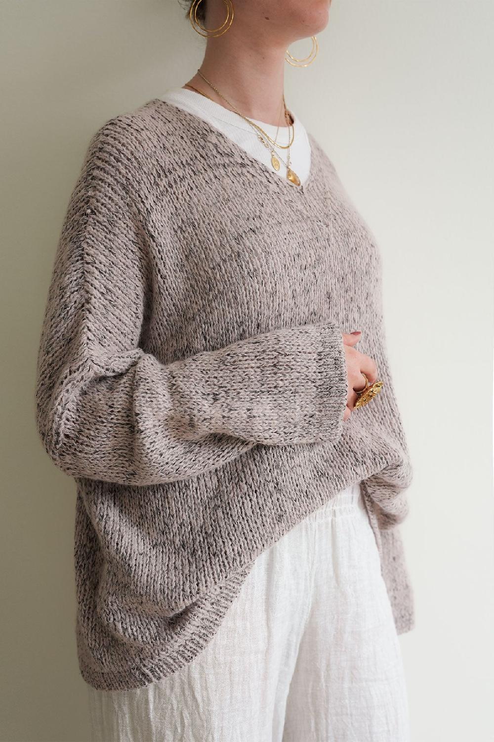 Debbie Katz Lula V-Neck Melange Blush Grey Lurex