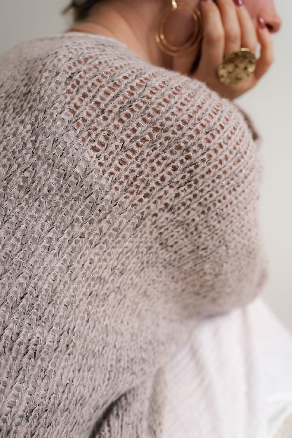 debbie katz Lula V-Neck Melange Blush Grey Lurex