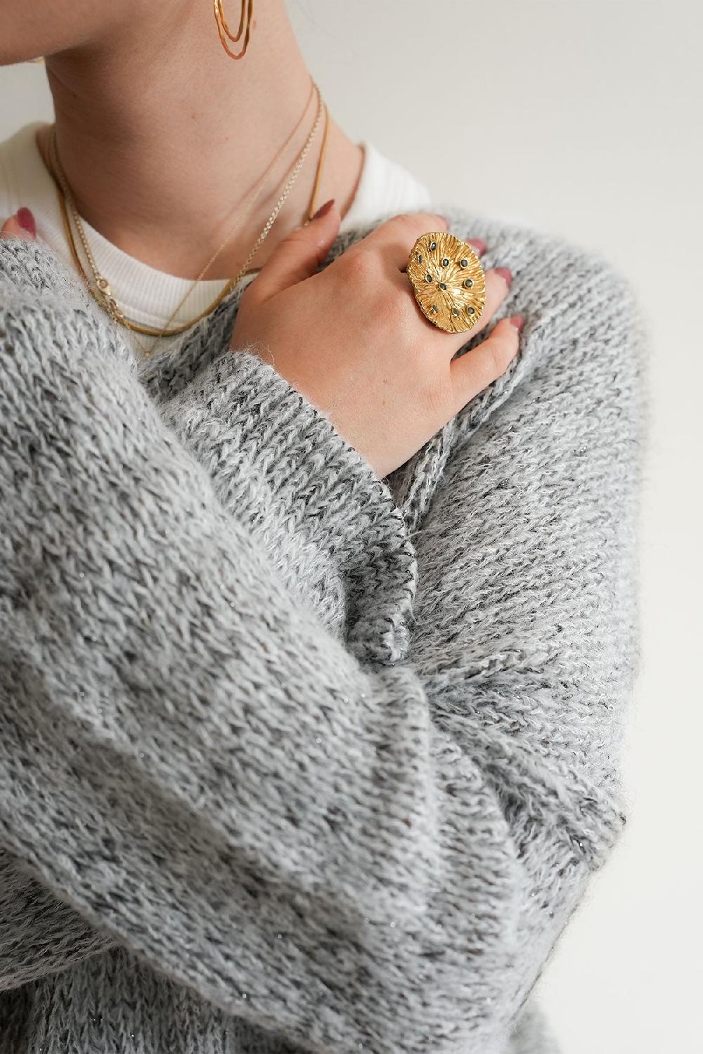 Debbie Katz Lula V-Neck Melange Grey Grey Lurex