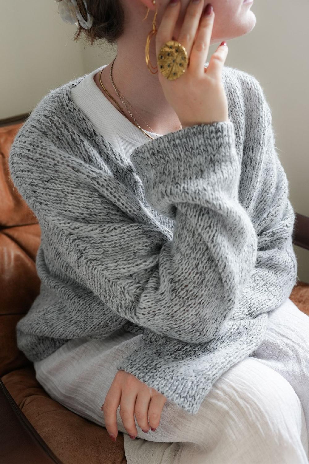 Debbie Katz Lula V-Neck Melange Grey Grey Lurex