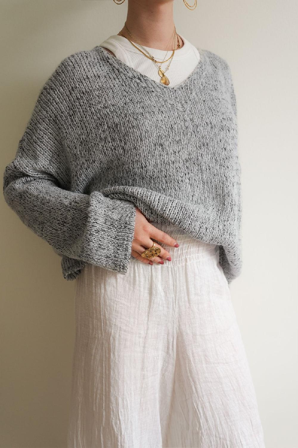 Debbie Katz Lula V-Neck Melange Grey Grey Lurex