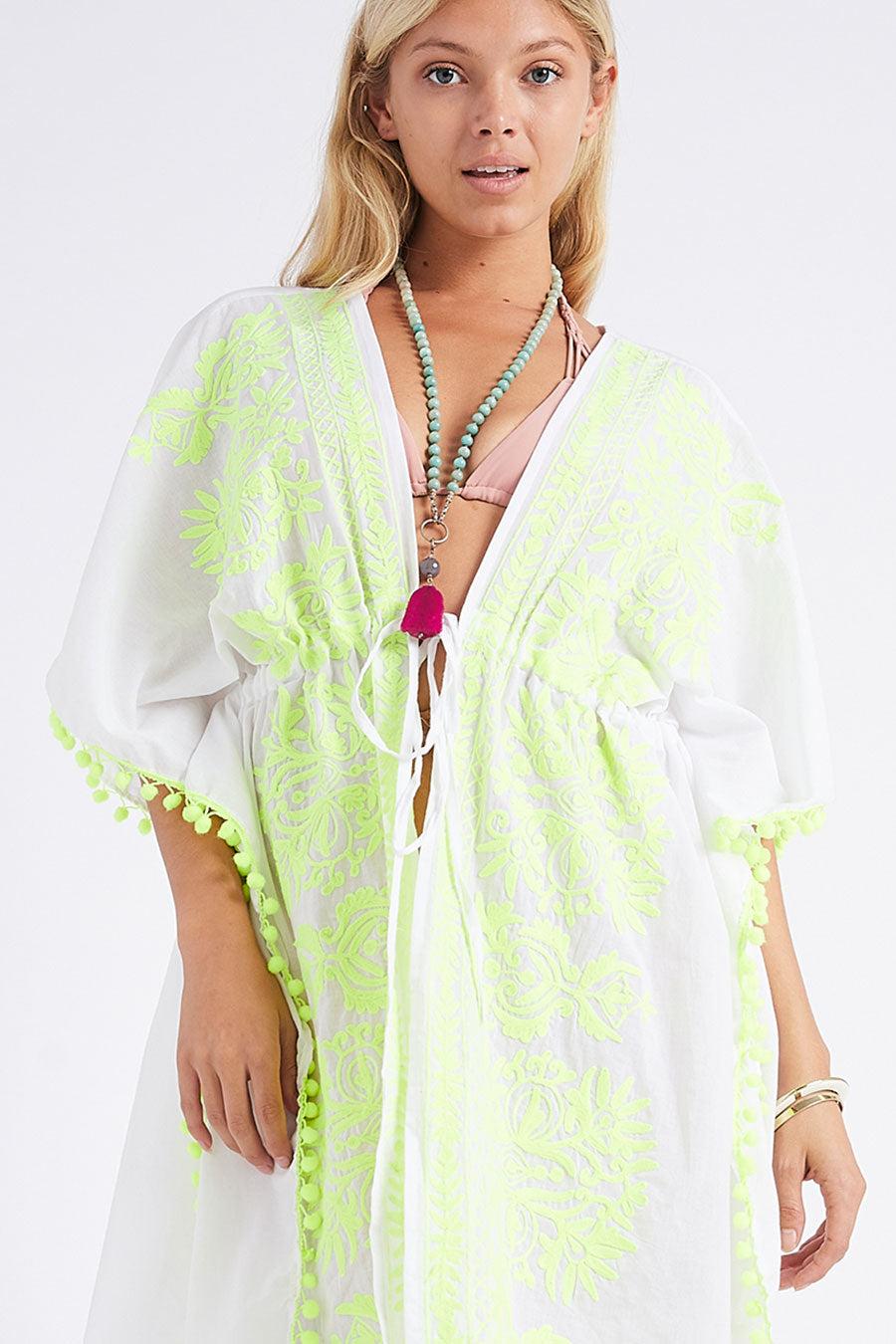 Debbie Katz Malina Kimono White Yellow