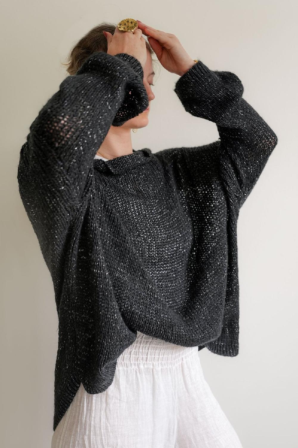 Debbie Katz Nella Mock Neck Black Lurex