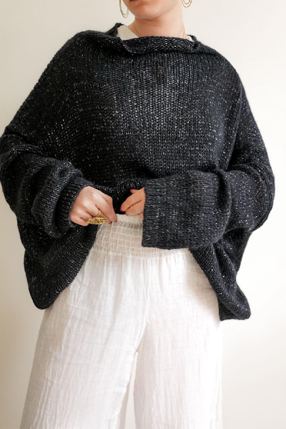 debbie katz Nella Mock Neck Black Lurex