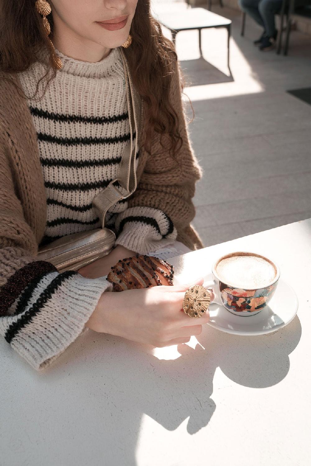 debbie katz Nella Mock Neck Striped White