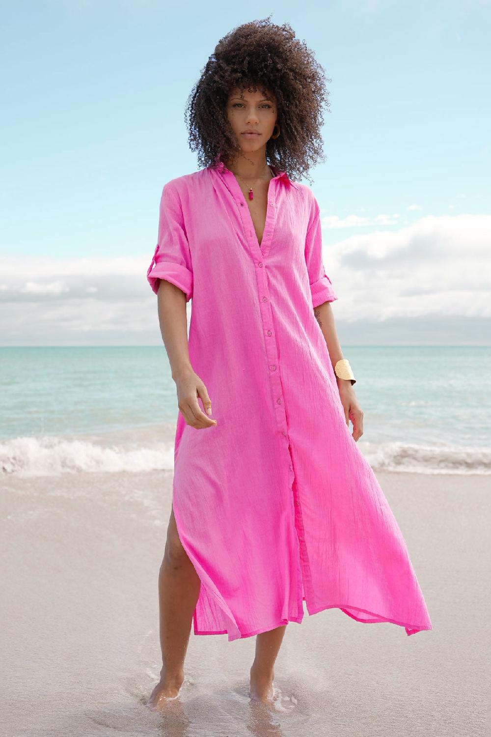 Debbie Katz Nila Maxi Shirt Dress Pink