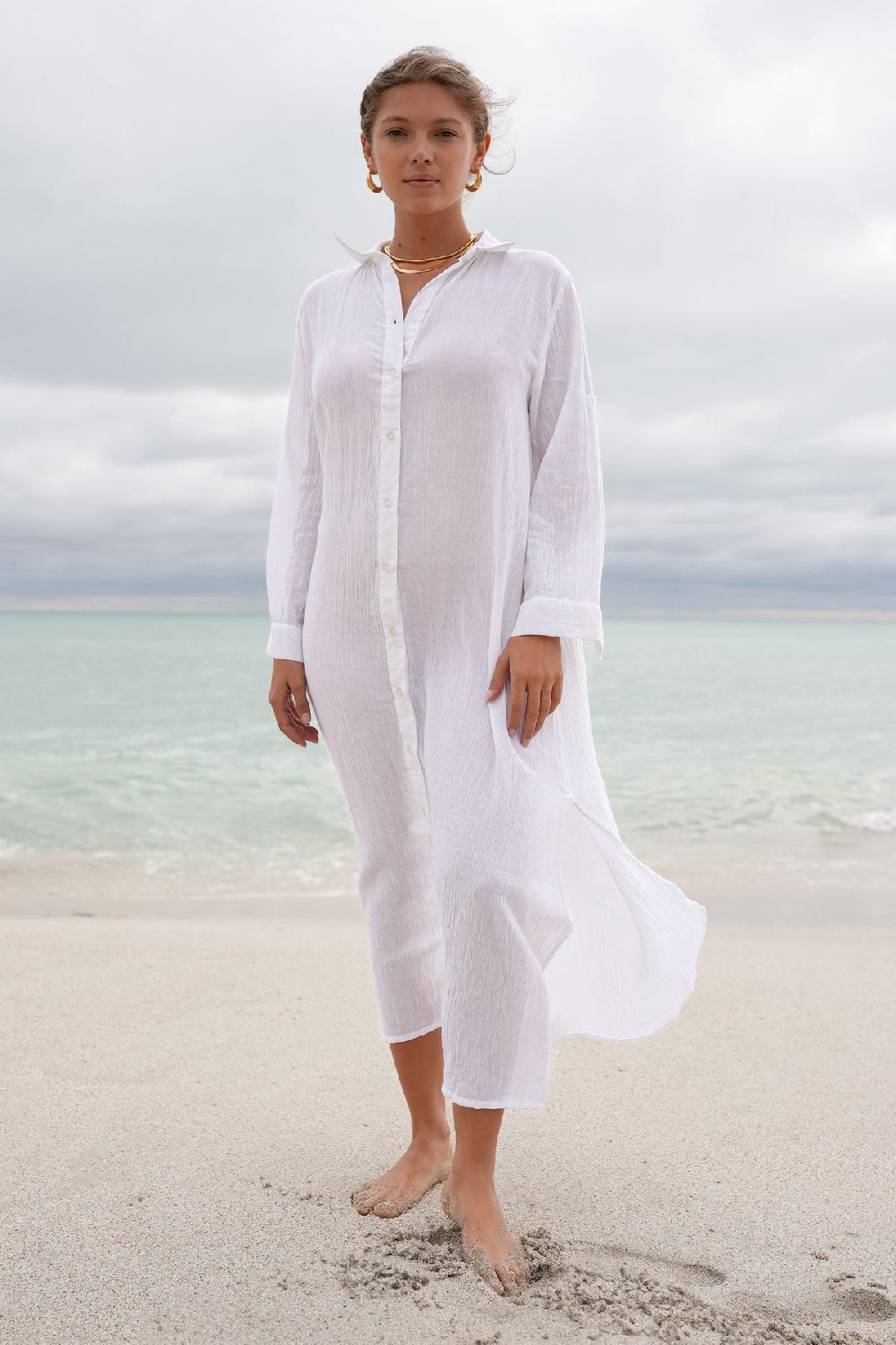 Debbie Katz Nila Maxi Shirt Dress White