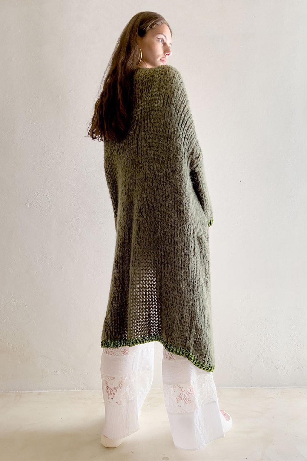 Debbie Katz Rose Duster Cardigan Khaki Lurex