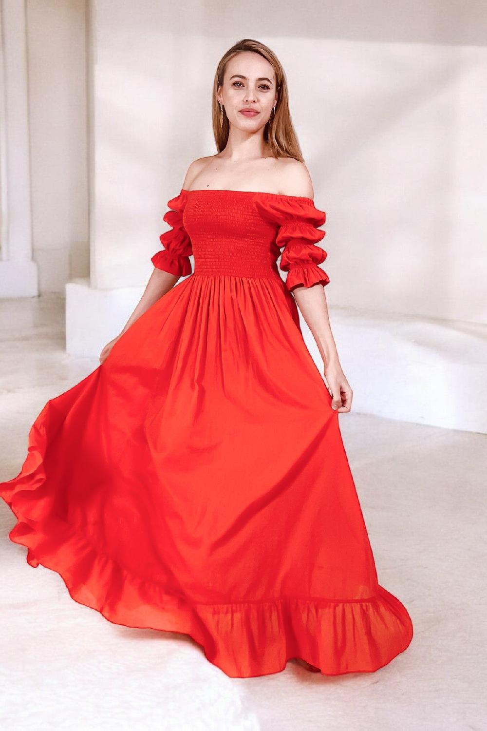 Debbie Katz Santana Maxi Dress Red