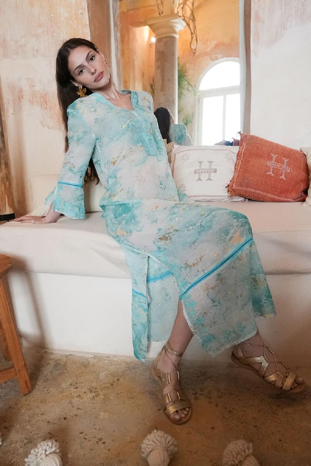 debbie katz Selene Maxi Tunic Aqua