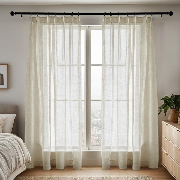 deconovo Florrie Custom Woven Linen Sheer Curtains