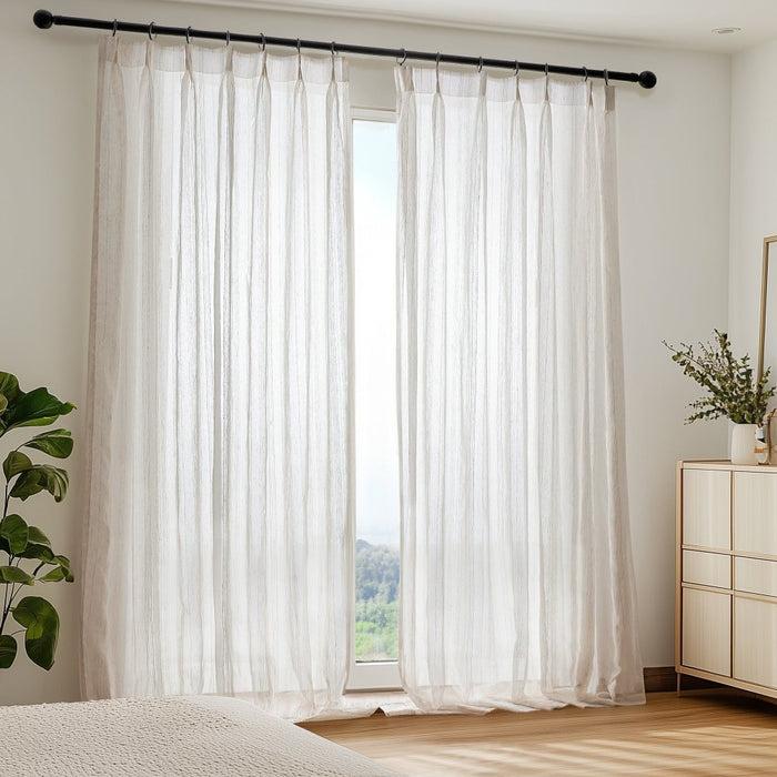 Deconovo Iris Custom Linen Striped Sheer Curtains