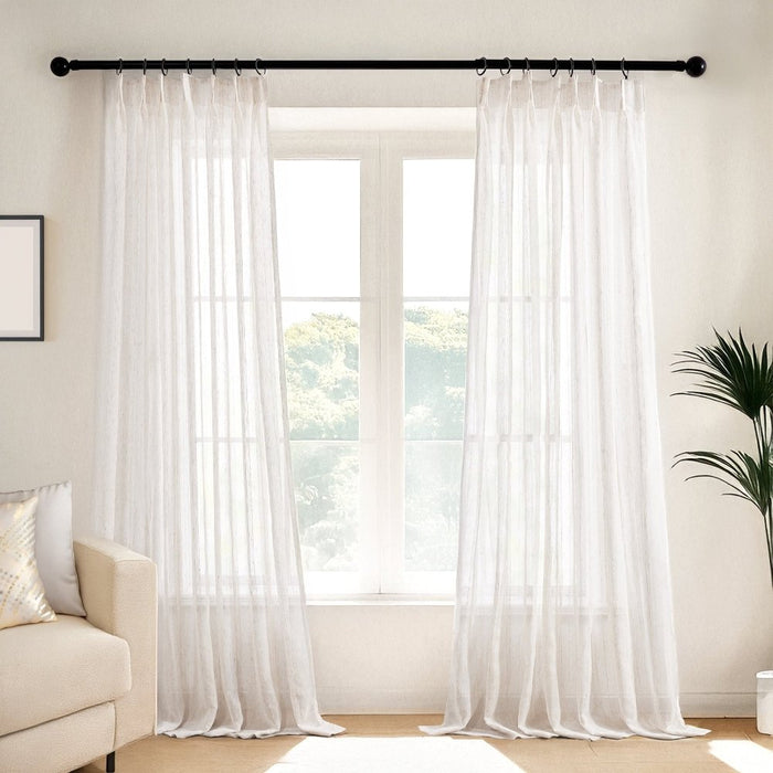 deconovo Iris Custom Linen Striped Sheer Curtains