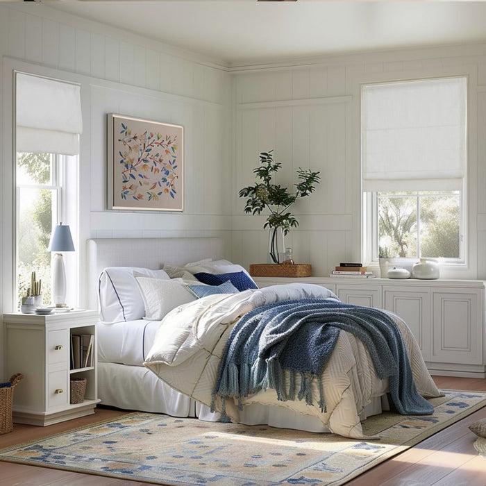 Deconovo Lauretta Custom Linen Roman Shades Corded