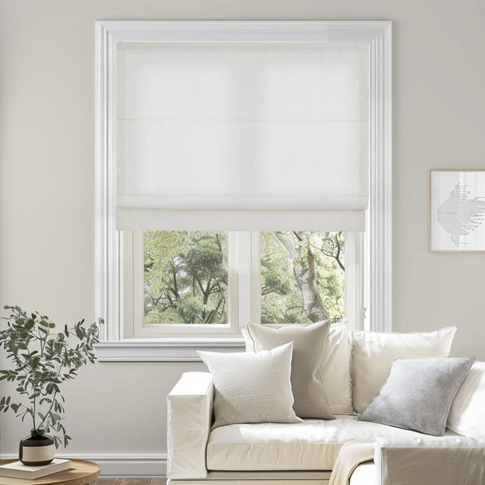 deconovo Lauretta Custom Linen Roman Shades Corded