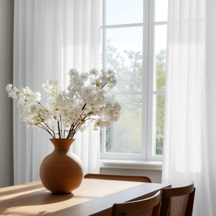 Deconovo Mandy Wool-Blend Jacquard Sheer Curtains