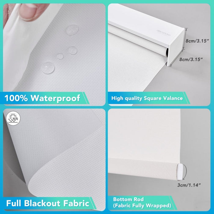 Deconovo Janet Custom White-Coated Motorized Roller Shades