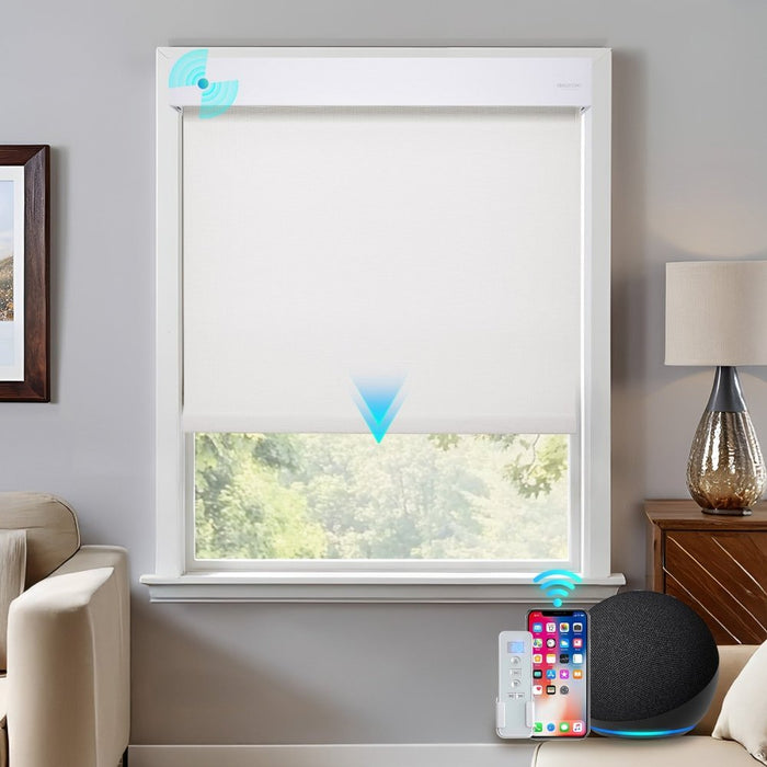 deconovo Janet Custom White-Coated Motorized Roller Shades