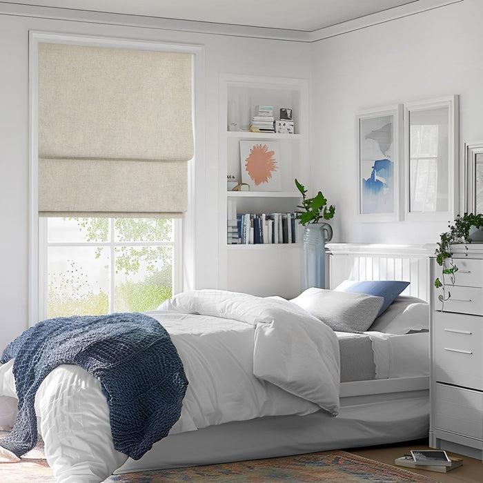 Deconovo Lauretta Custom Linen Roman Shades Cordless