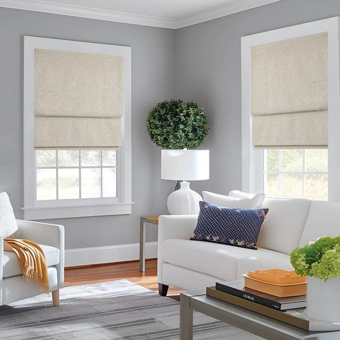 Deconovo Lauretta Custom Linen Roman Shades Cordless