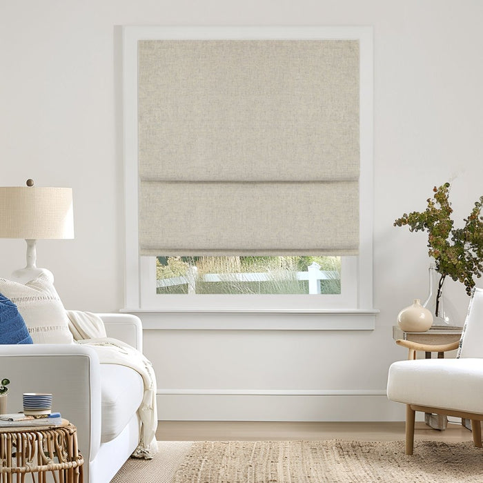deconovo Lauretta Custom Linen Roman Shades Cordless
