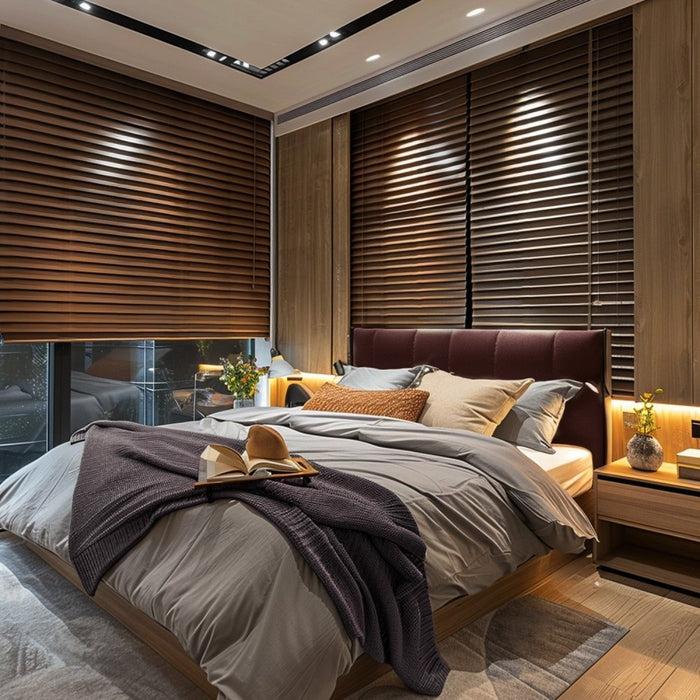 Deconovo Maya Custom Wood Pattern Aluminum 1 Inch Mini Blinds