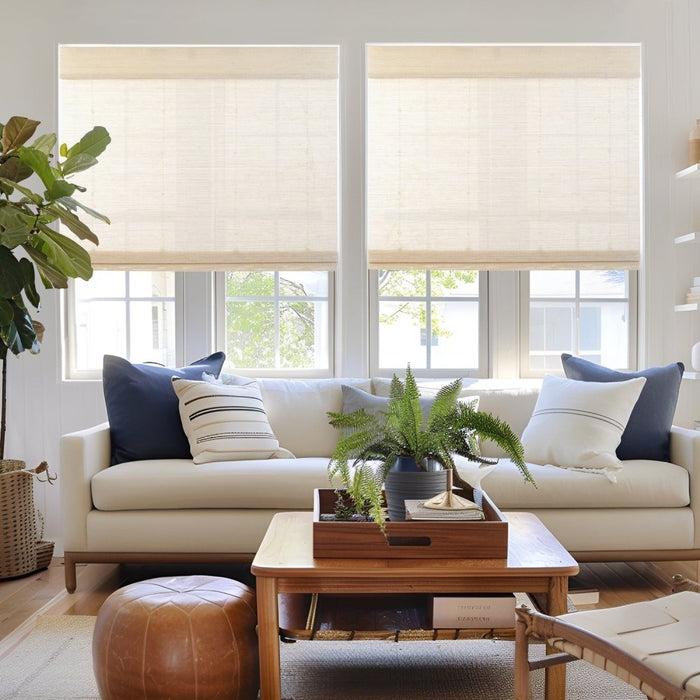 Deconovo Phoebe Custom Natural Red Ramie Bamboo Woven Shades