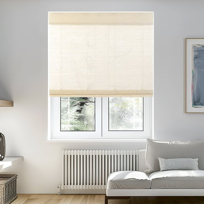 deconovo Phoebe Custom Natural Red Ramie Bamboo Woven Shades