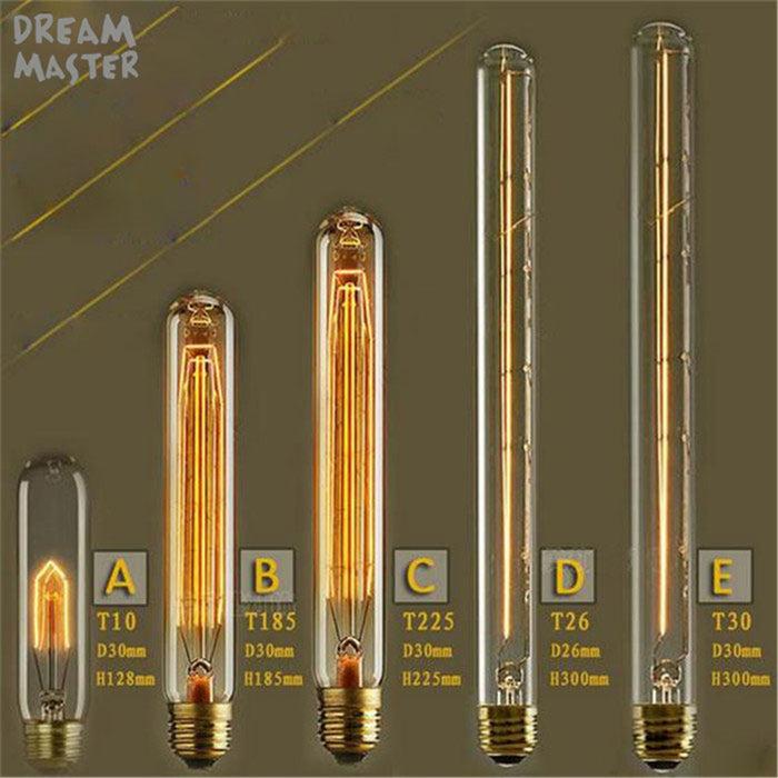 decoramo 220V 240V T10 T185 T225 T300 Vintage Edison Bulb E27 Retro Incandescent Light bulbs